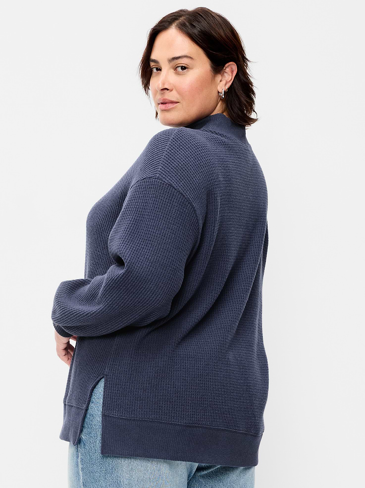 Image 7 of 7, Oversized Mock-Neck Long-Sleeve Top