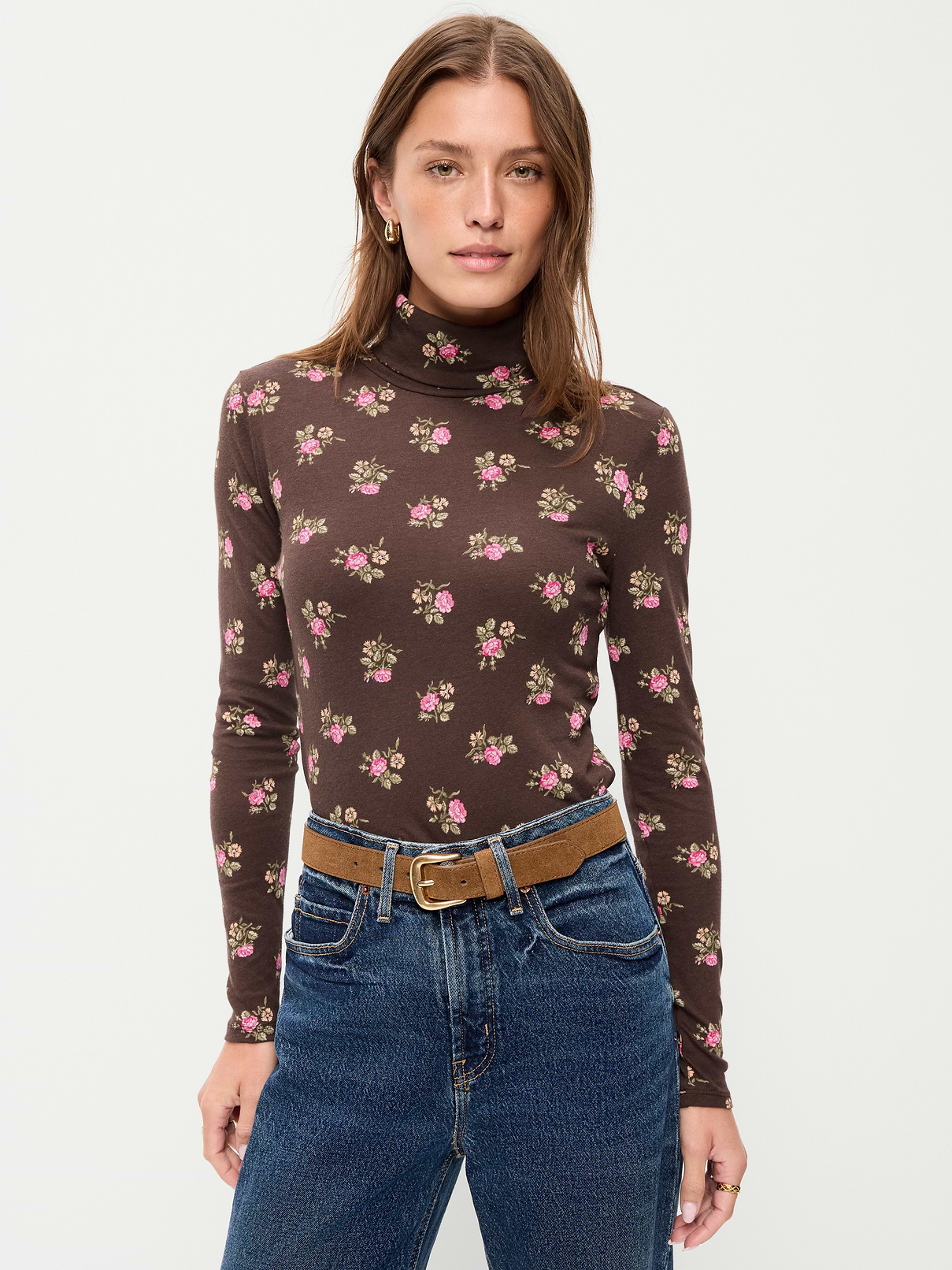 Slim-Fit Printed Turtleneck