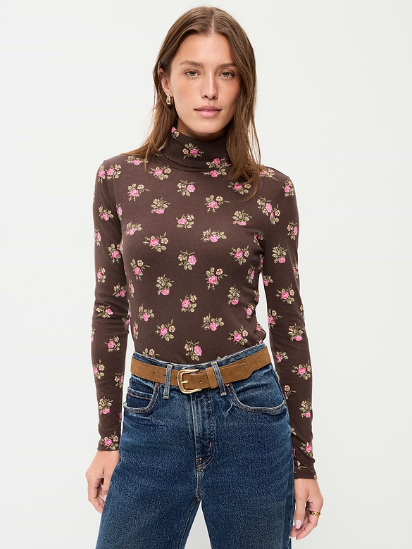 Slim-Fit Printed Turtleneck