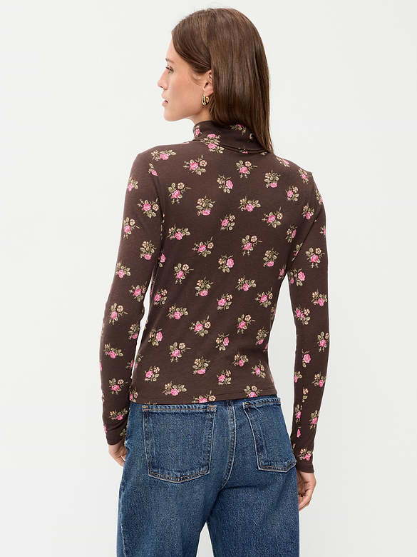 Slim-Fit Printed Turtleneck