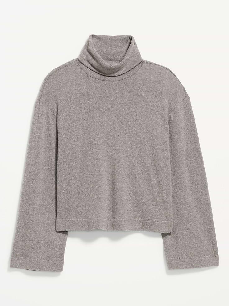 Image 5 of 9, Long-Sleeve Oversized Turtleneck Sweater