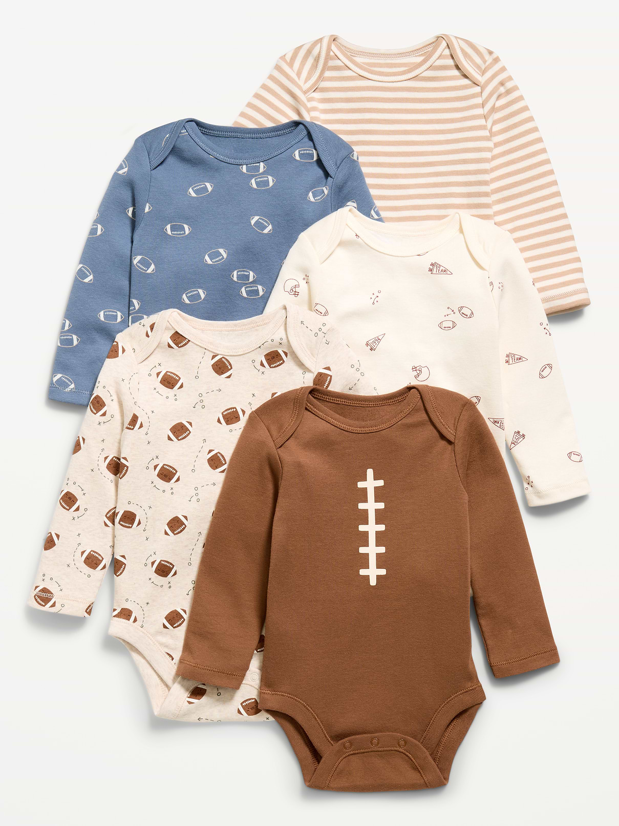 Image number 1 showing, Long-Sleeve Bodysuit 5-Pack for Baby