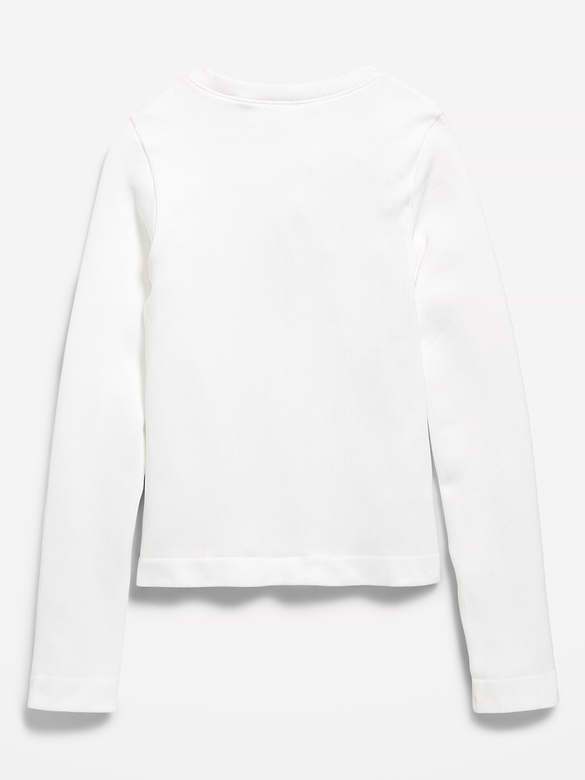 Fitted Long-Sleeve Seamless Ribbed Performance Top for Girls