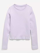 Image number 2 showing, Fitted Long-Sleeve Seamless Ribbed Performance Top for Girls