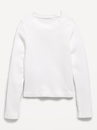 Image number 1 showing, Fitted Long-Sleeve Seamless Ribbed Performance Top for Girls