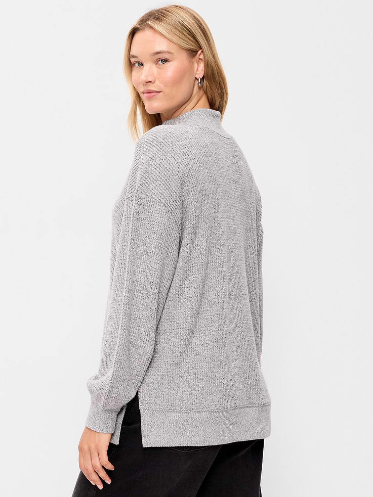Image 5 of 7, Oversized Mock-Neck Long-Sleeve Top