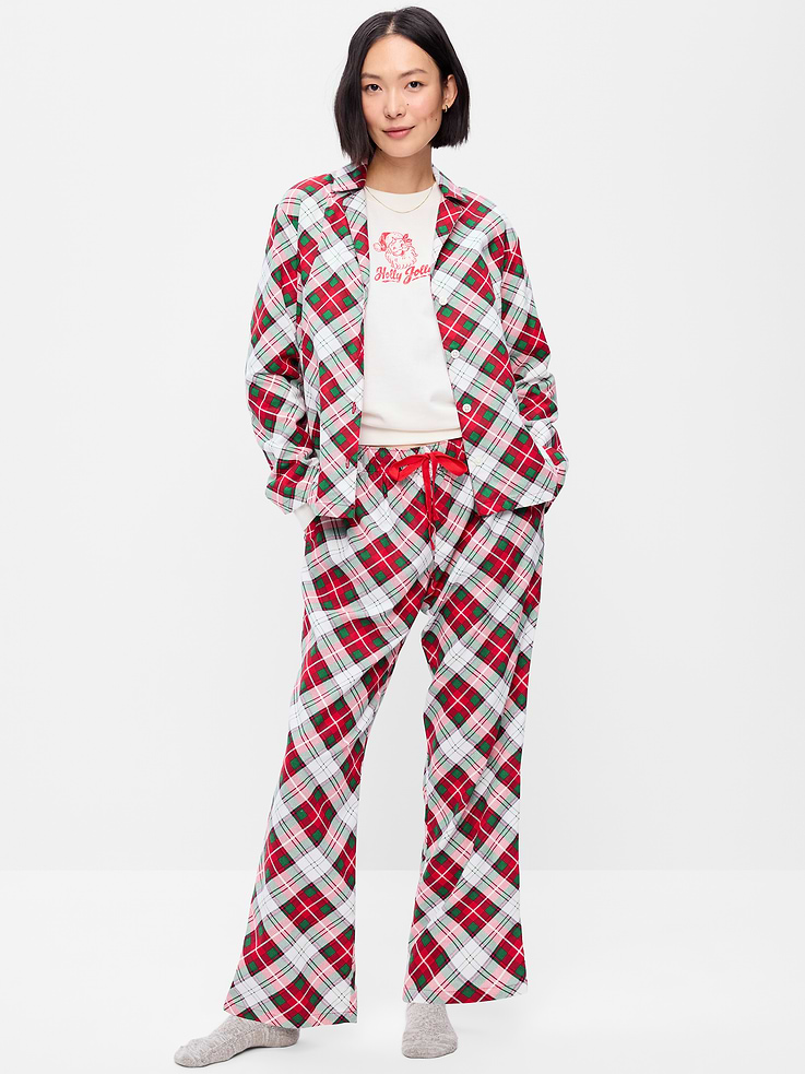 Image number 1 showing, Printed Flannel Pajama Pant Set for Women