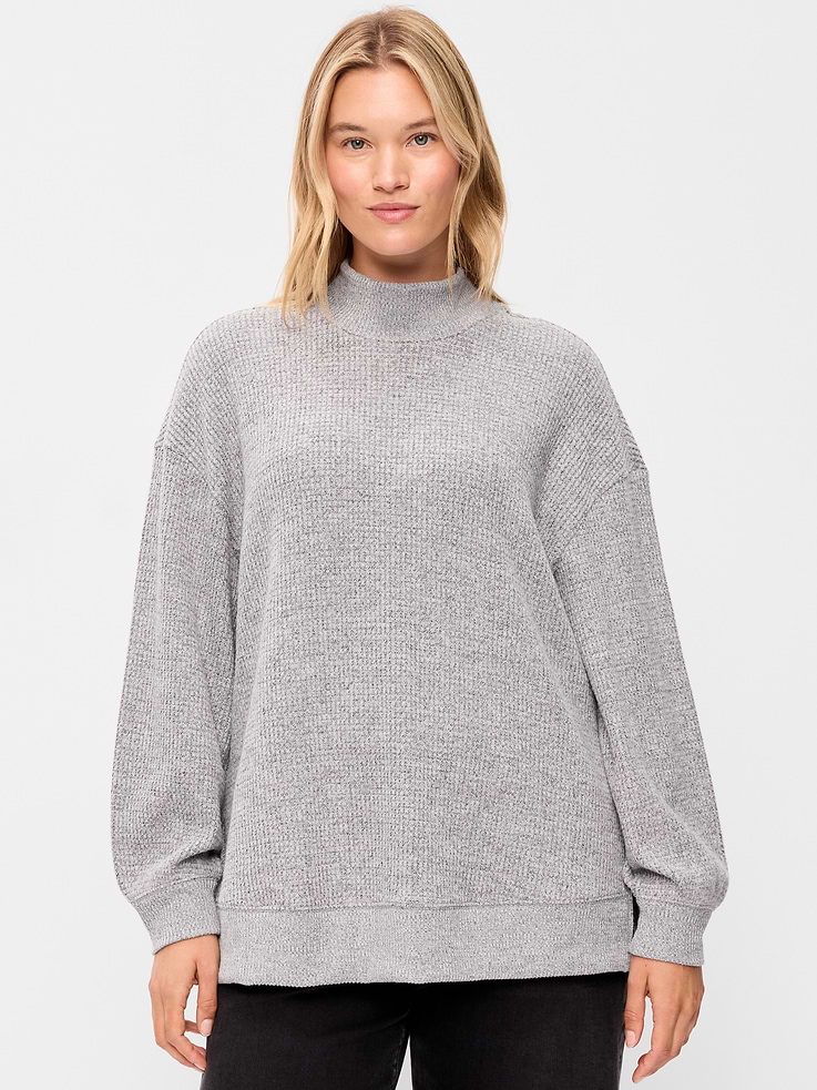 Image 4 of 7, Oversized Mock-Neck Long-Sleeve Top