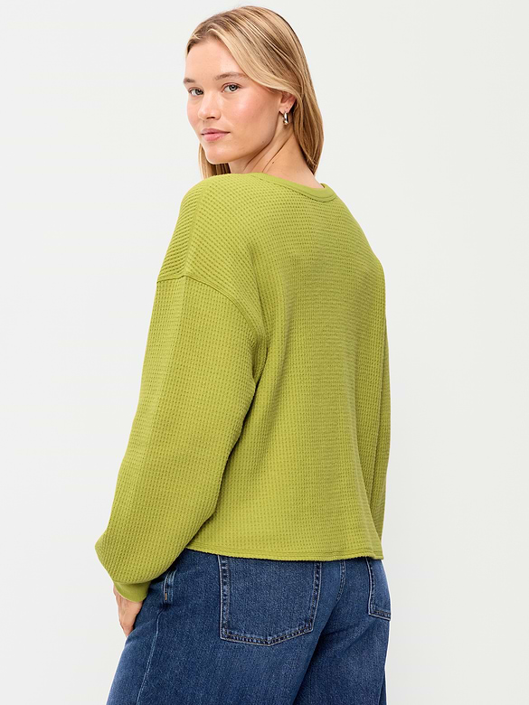 Long-Sleeve Crew-Neck Henley T-Shirt