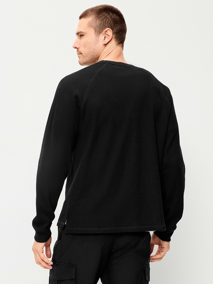 Image 2 of 4, Long-Sleeve Waffle Knit T-Shirt