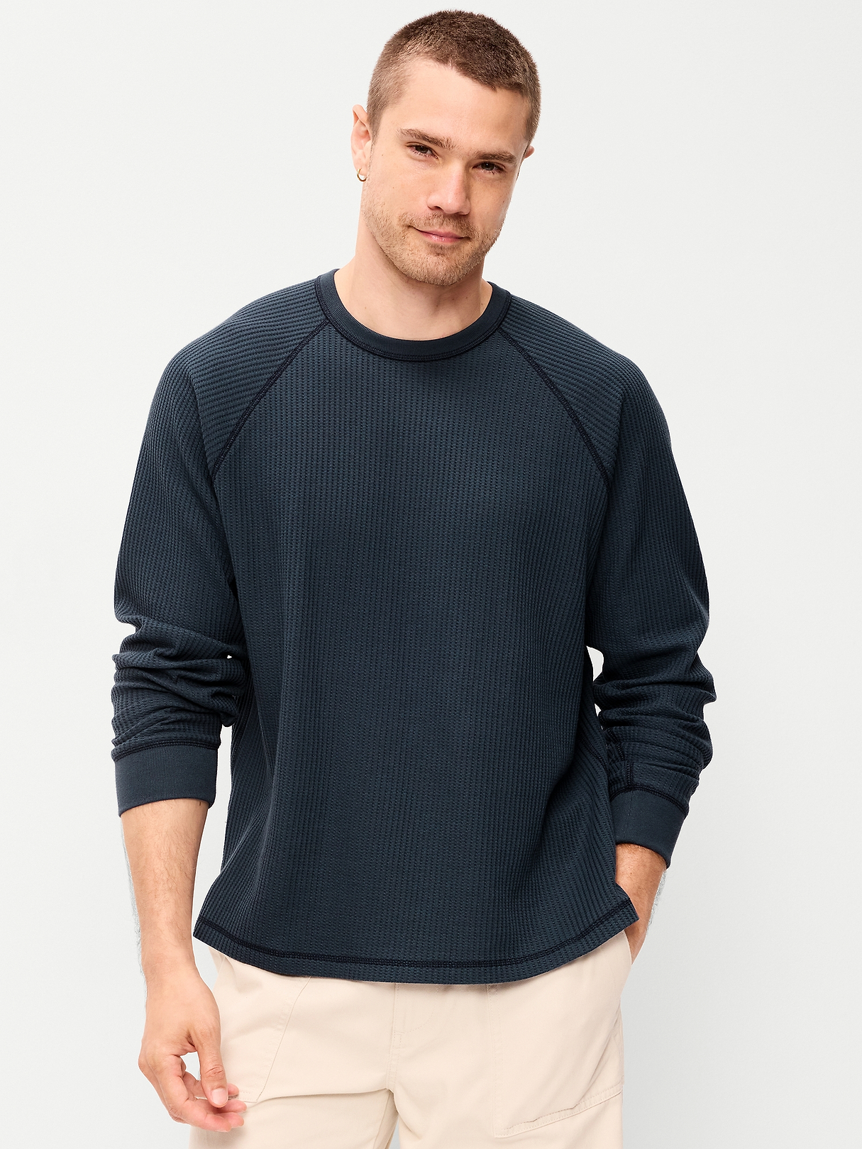 Long-Sleeve Waffle Knit T-Shirt | Old Navy