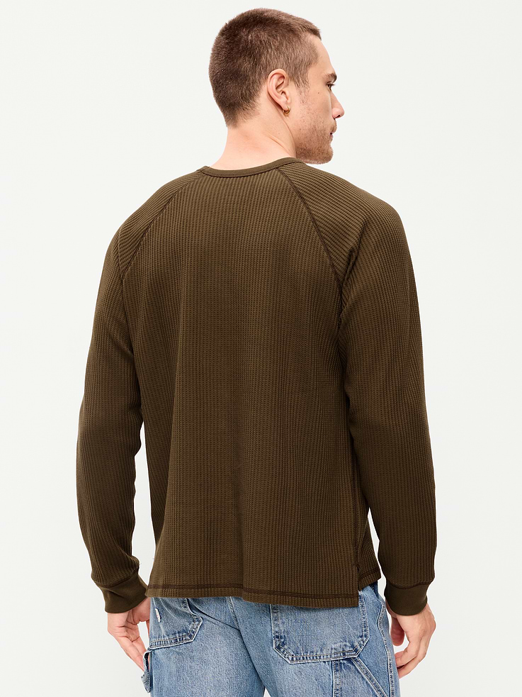 Image 2 of 4, Long-Sleeve Waffle Knit T-Shirt