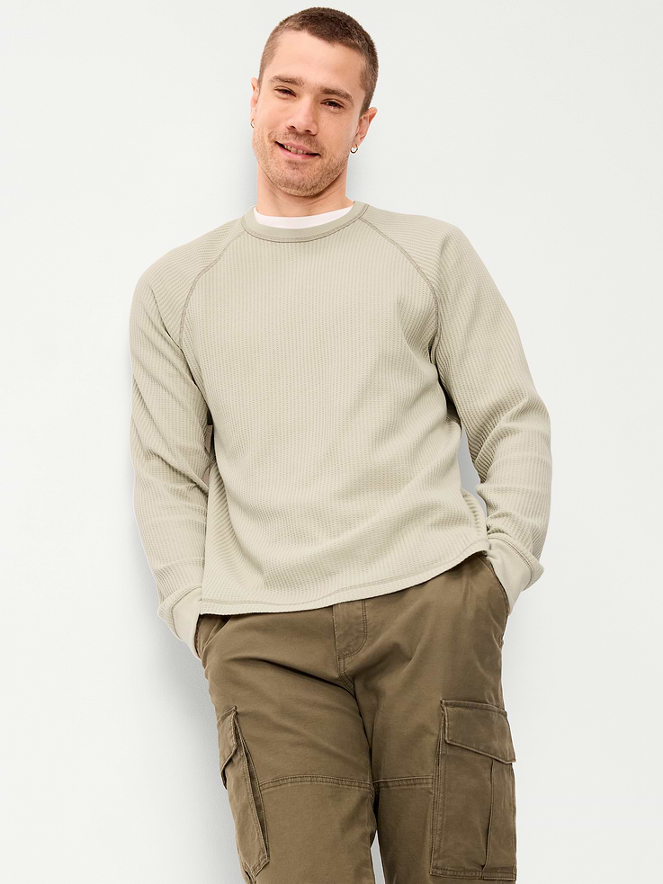 Image 3 of 4, Long-Sleeve Waffle Knit T-Shirt