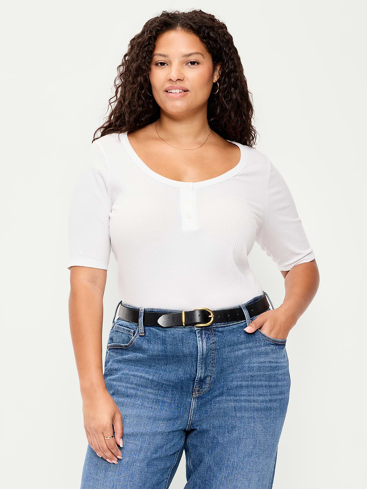 Image number 4 showing, Fitted Scoop-Neck Henley T-Shirt