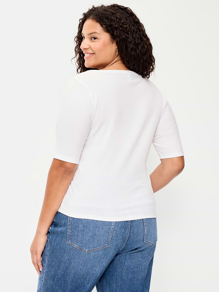 Image number 5 showing, Fitted Scoop-Neck Henley T-Shirt