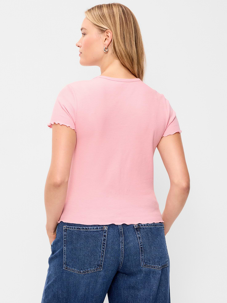 Image number 7 showing, Fitted Waffle-Knit Cropped T-Shirt