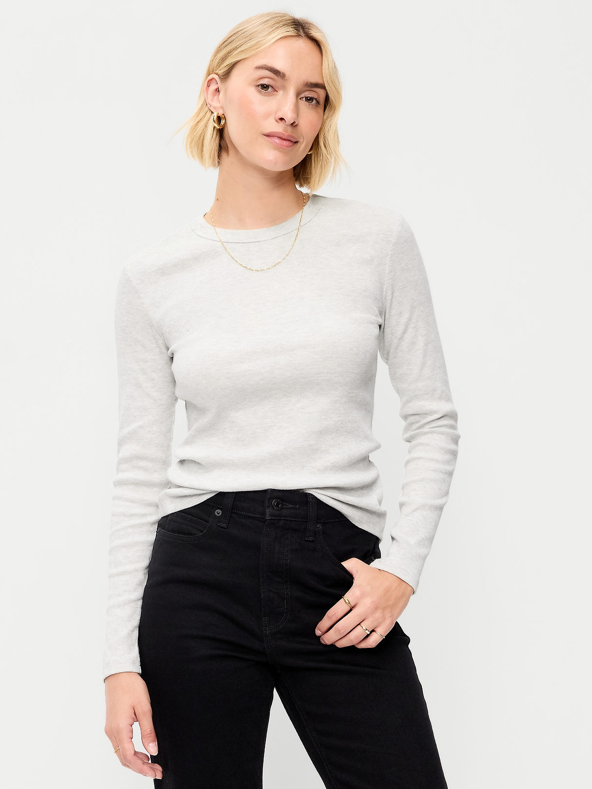 Snug Long-Sleeve Ribbed T-Shirt | Old Navy