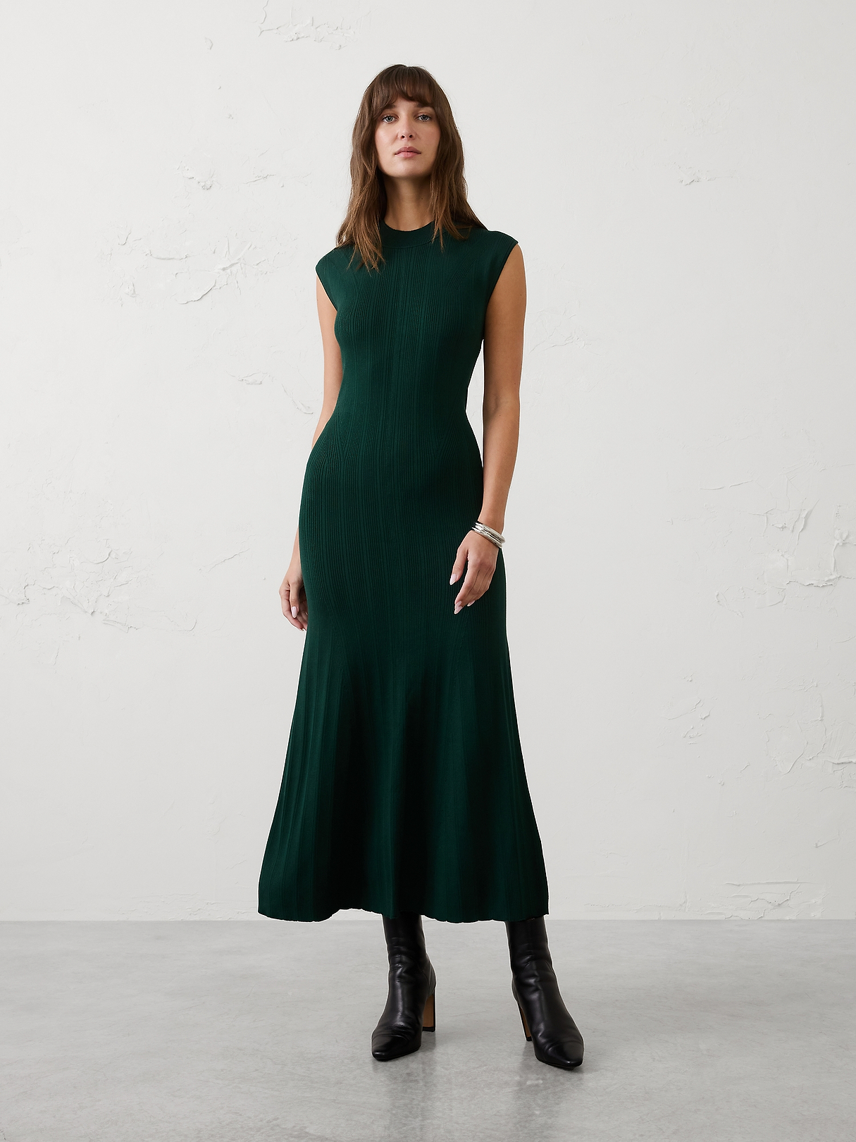 Ribbed Mock-Neck Sweater Maxi Dress | Banana Republic Factory