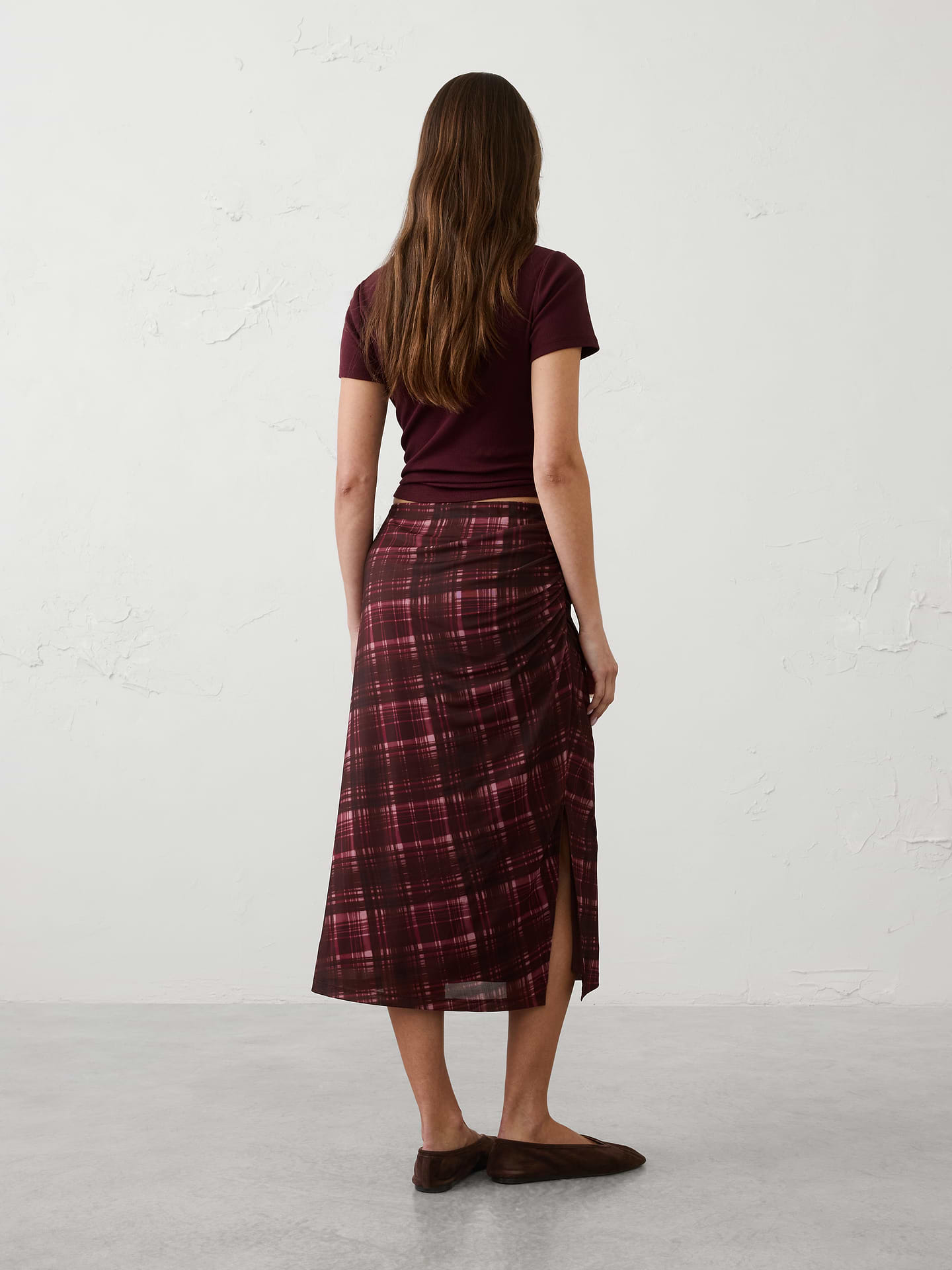 Image number 2 showing, Mesh Side-Shirred Midi Skirt