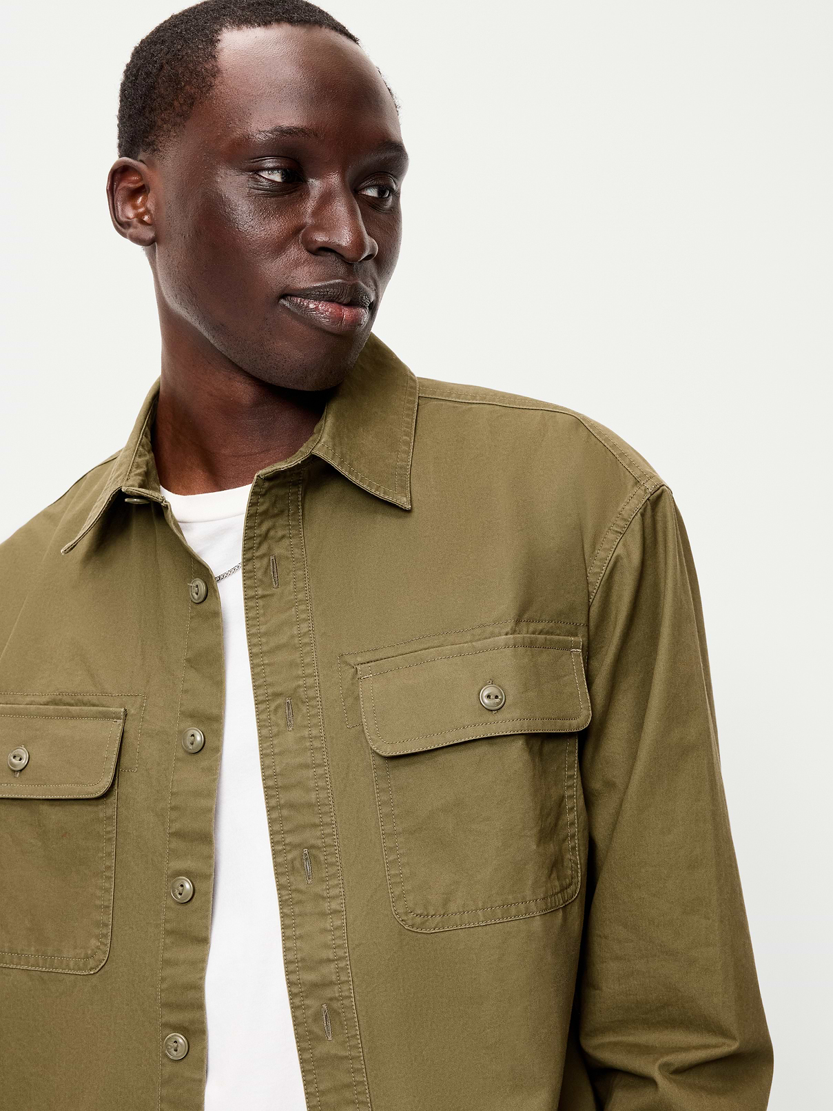 Image 3 of 3, Loose Fit Long-Sleeve Twill Shirt