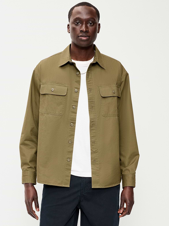 Loose Fit Long-Sleeve Twill Shirt