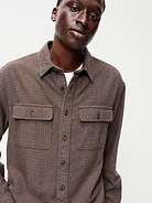 Image 3 of 3, Loose Fit Long-Sleeve Herringbone Shirt