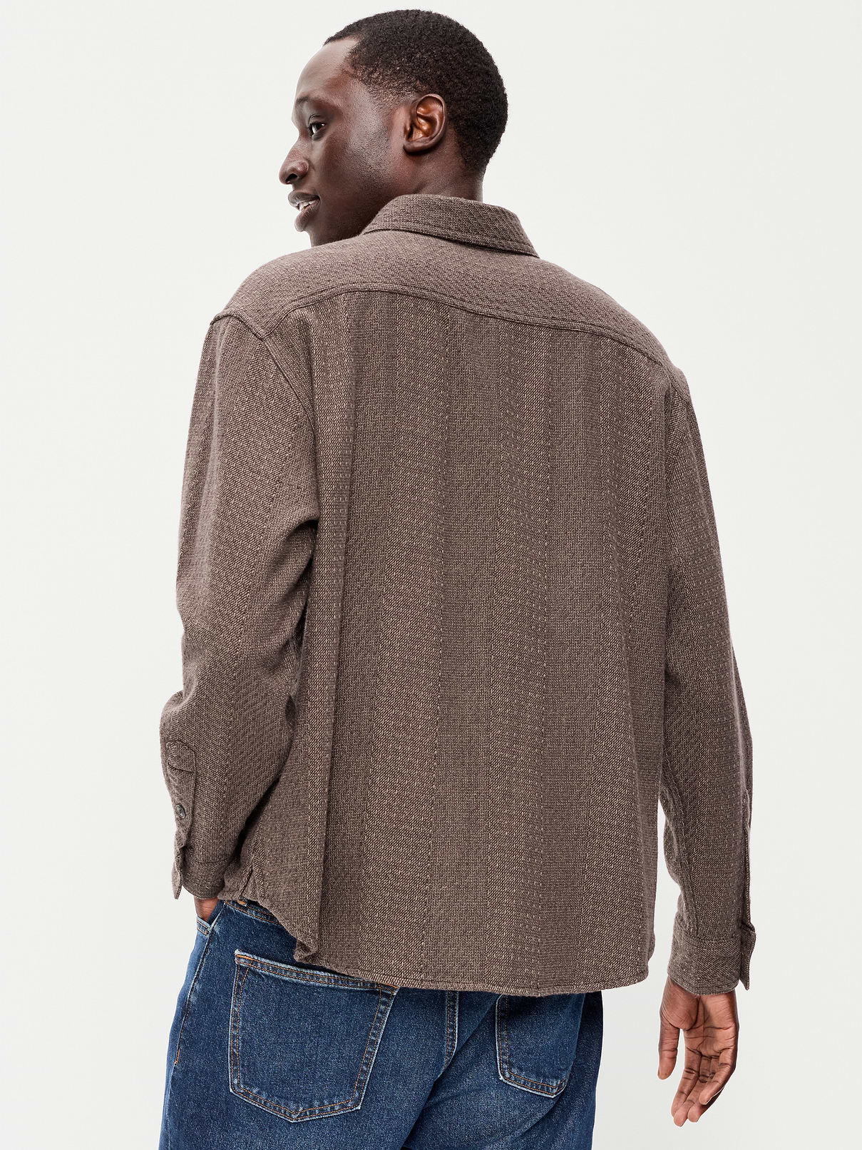 Image 2 of 3, Loose Fit Long-Sleeve Herringbone Shirt
