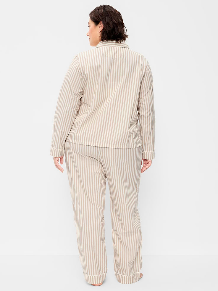 Image 7 of 7, Tie-Front Poplin Pajama Pant Set