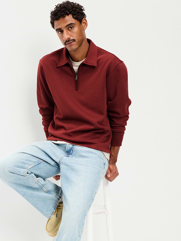 Collared Fleece Quarter-Zip Pullover