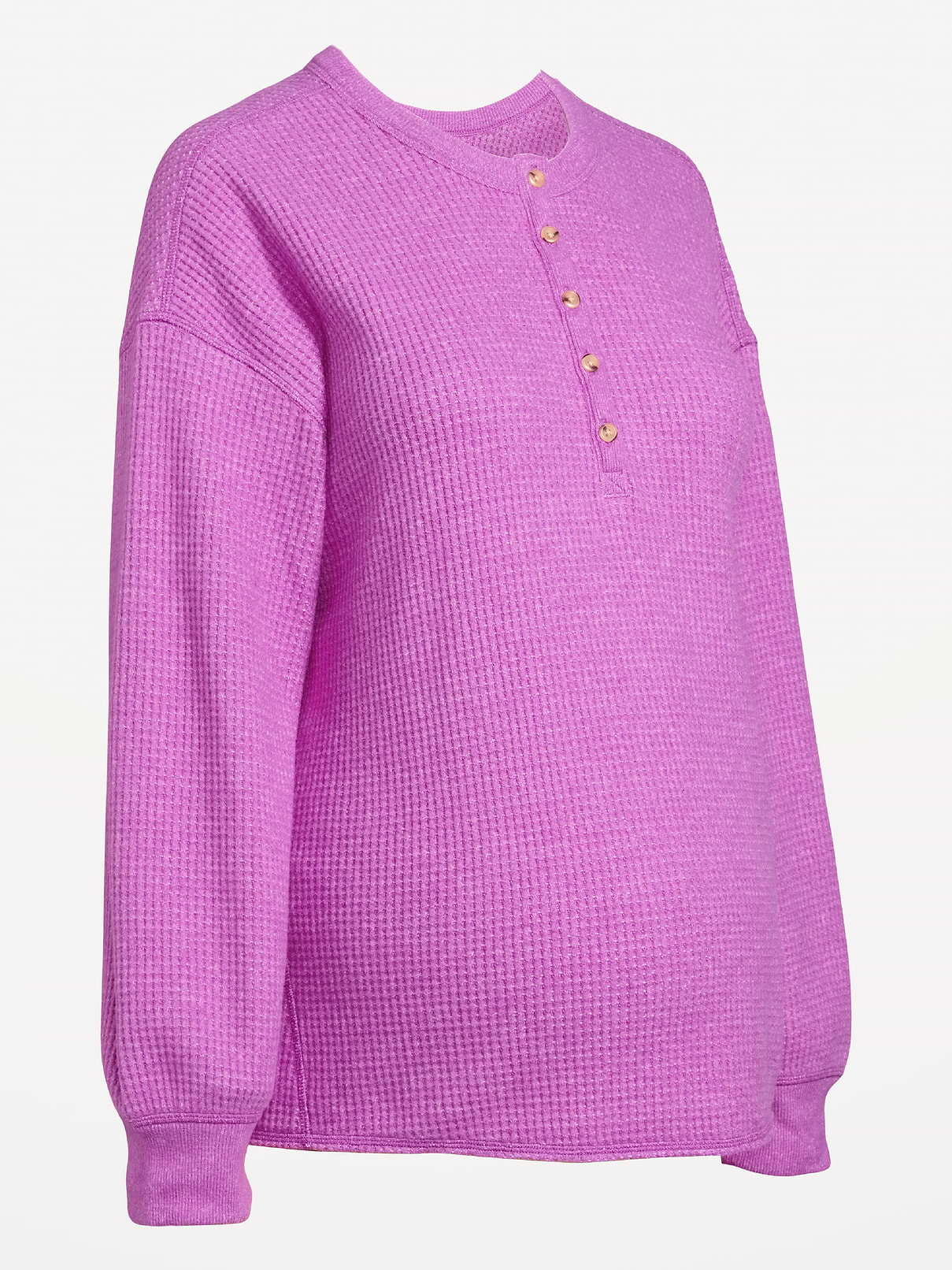 Image 2 of 2, Maternity Long-Sleeve Waffle Knit Henley Top