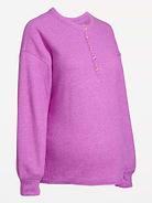 Image 2 of 2, Maternity Long-Sleeve Waffle Knit Henley Top