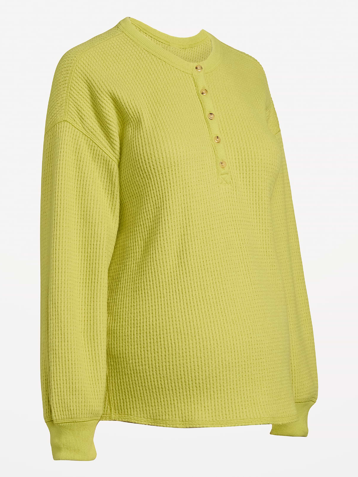 Image 2 of 2, Maternity Long-Sleeve Waffle Knit Henley Top