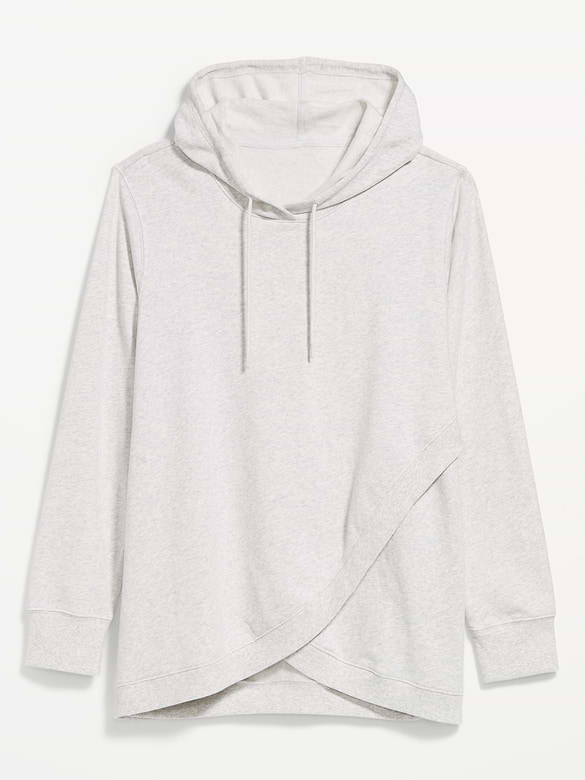 Maternity Fleece Crossover Nursing Tunic Hoodie Sweatshirt