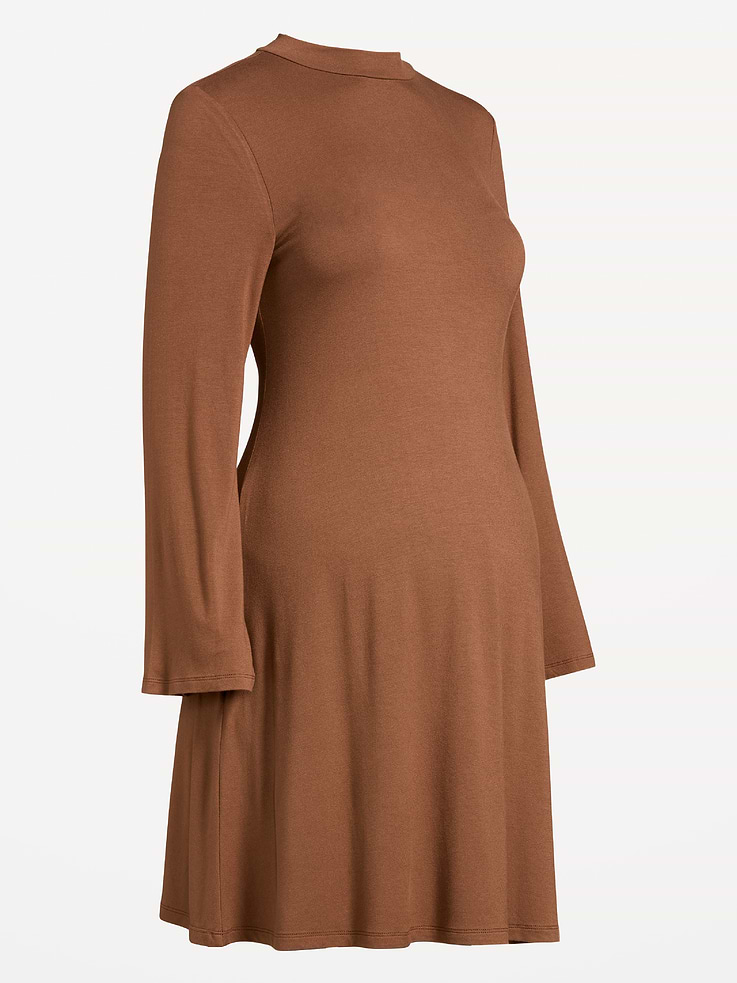 Image 4 of 4, Maternity Mock-Neck Swing Mini Dress