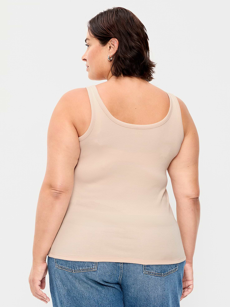 Image 8 of 8, First-Layer Ribbed Scoop-Neck Tank Top