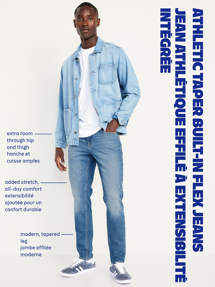 L'image numéro 5 présente Jean noir à extensibilité intégrée, coupe athlétique effilée pour Homme