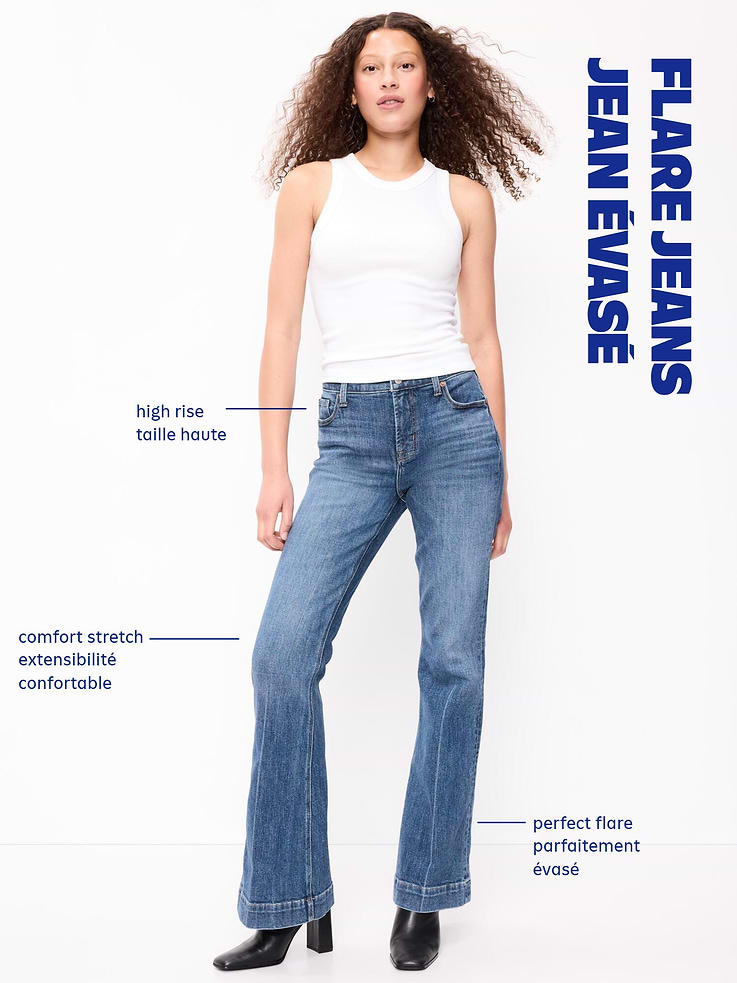 L'image numéro 5 présente Jean évasé à taille haute