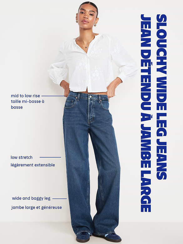 Mid-Rise Slouchy Wide-Leg Jeans