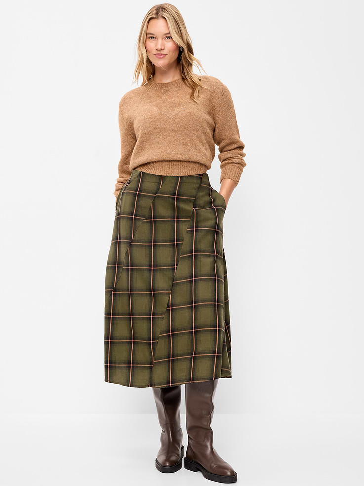 Image 5 of 8, Plaid Midi Skirt