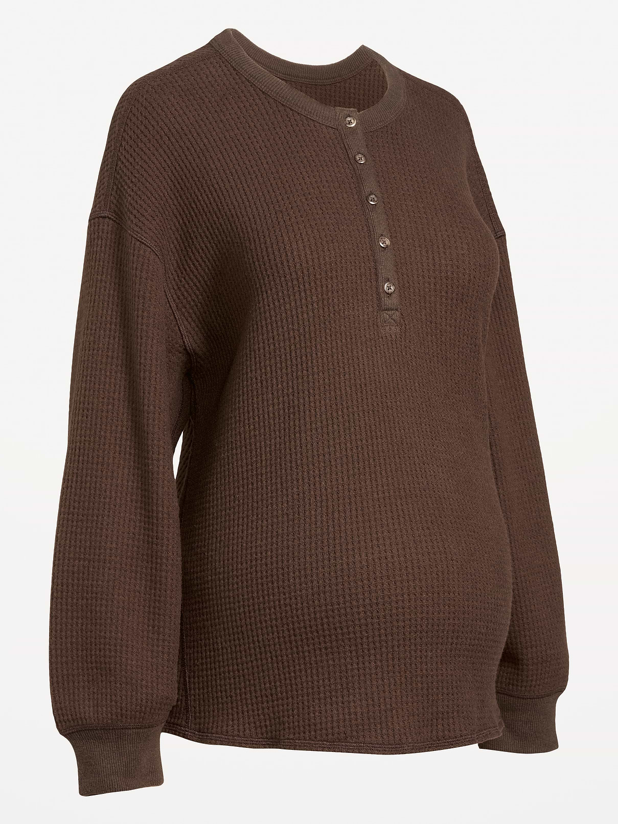 Image 2 of 2, Maternity Long-Sleeve Waffle Knit Henley Top