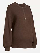 Image 2 of 2, Maternity Long-Sleeve Waffle Knit Henley Top