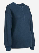 Image 1 of 2, crew neck, three-button henely placket, long sleeves, drop shoulders, Product #915811