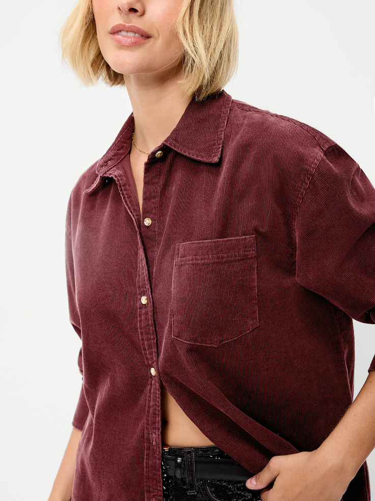 Image number 4 showing, Oversized Boyfriend Button-Down Corduroy Shirt