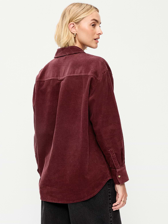 Oversized Boyfriend Button-Down Corduroy Shirt