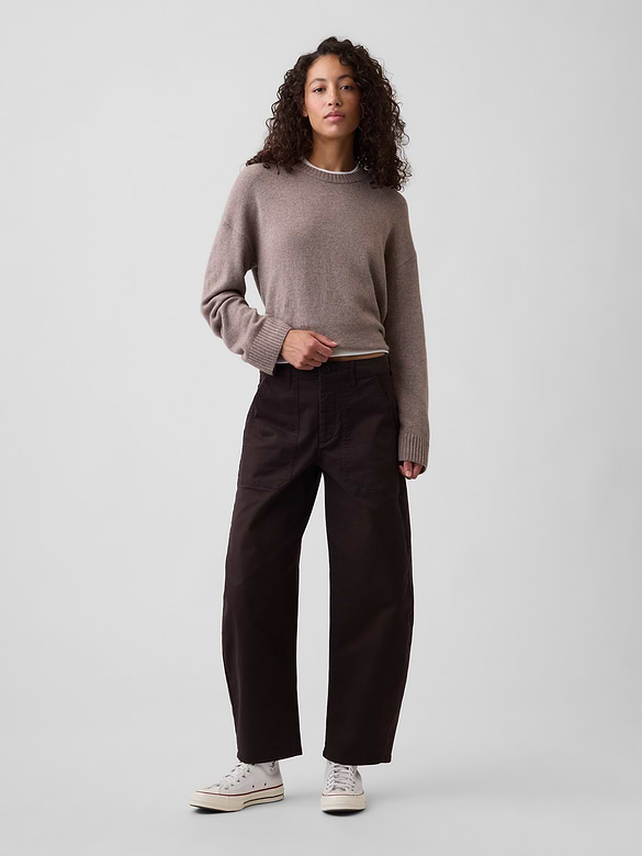 Mid Rise Barrel Khakis