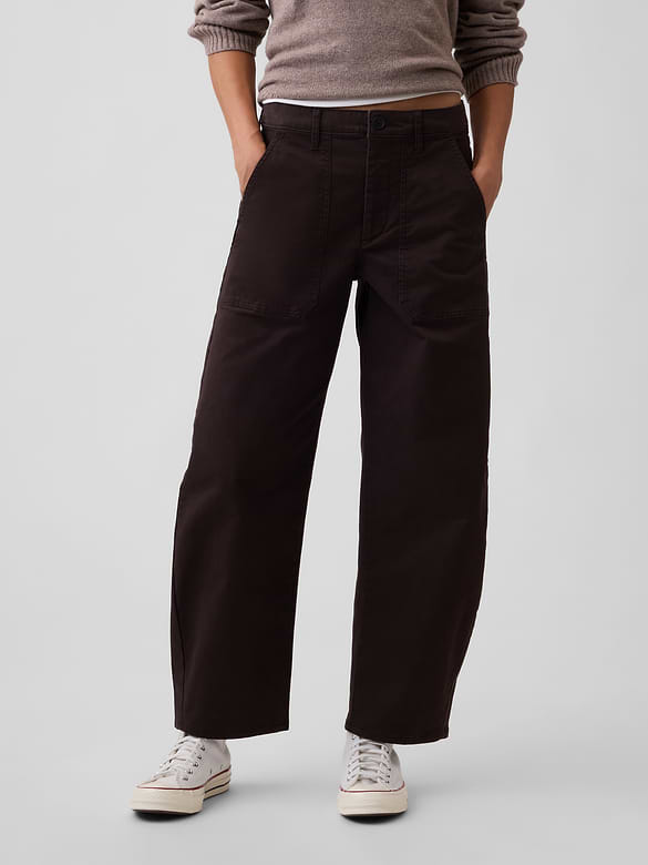 Mid Rise Barrel Khakis
