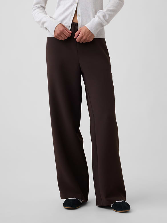 100% Recycled Pull-On Wide-Leg Pants