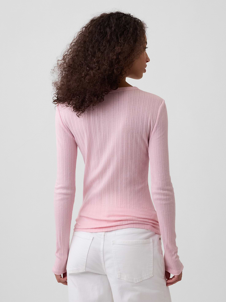 Image number 2 showing, Essential Ribbed Pointelle T-Shirt