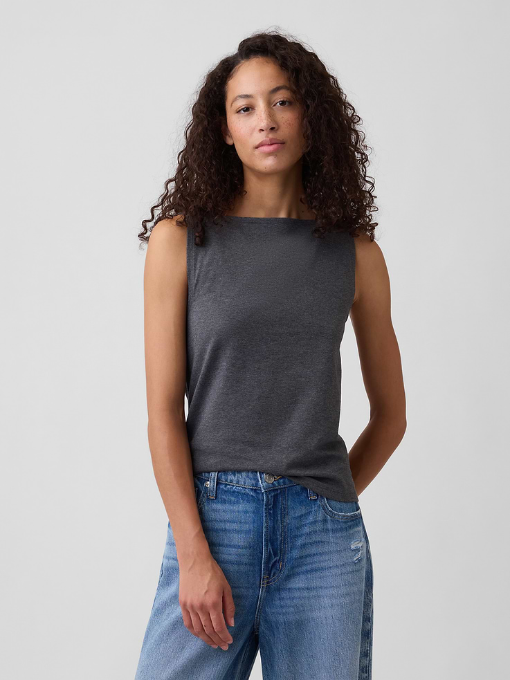 Image 1 of 5, Stretch jersey knit., Sleeveless., Boatneck., Product #1178632