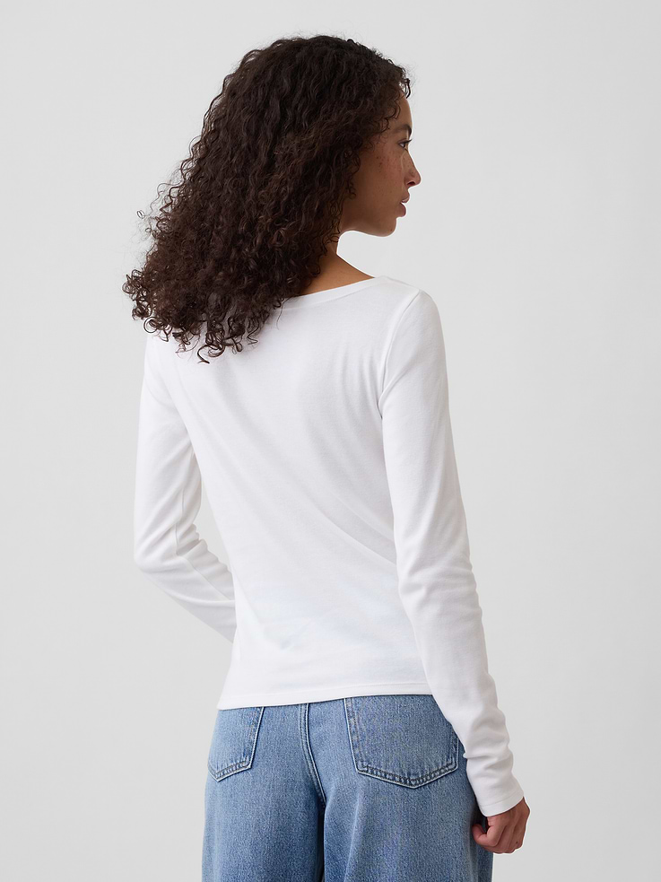 Image 2 of 5, Modern Ribbed Boatneck T-Shirt